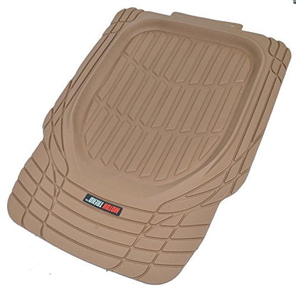 Beige Heavy Duty Front & Rear Rubber Floor Mats Universal Liners for Car SUV Van & Truck