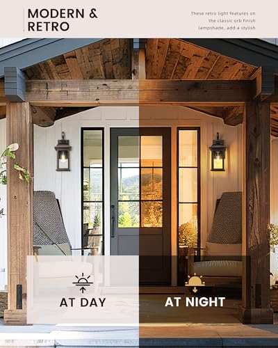 2 Pack Outdoor Wall Sconce Lights Oil Rubbed Bronze (2 Count)