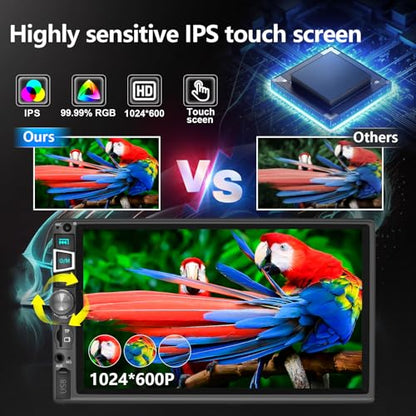 Double Din Car Stereo Compatible with Wireless Carplay&Android Auto&Mirror Link