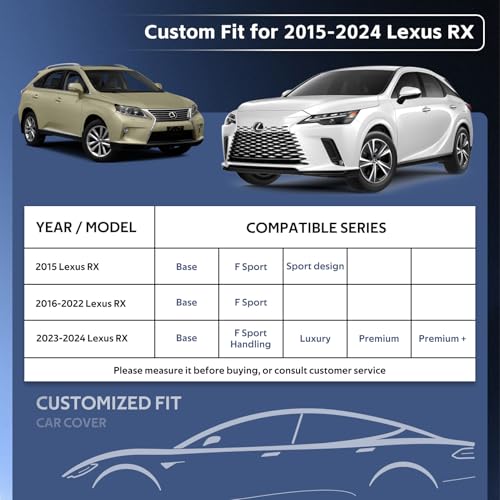 10 Layers SUV Car Cover Custom Fit for Lexus RX350 RX450 RX500