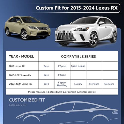 10 Layers SUV Car Cover Custom Fit for Lexus RX350 RX450 RX500