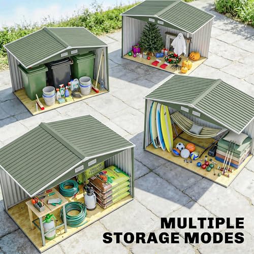 9' x 6' Outdoor Storage Shed Garden Tool Metal Shed Green