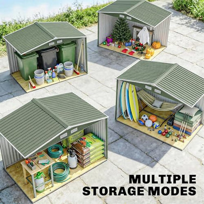 9' x 6' Outdoor Storage Shed Garden Tool Metal Shed Green