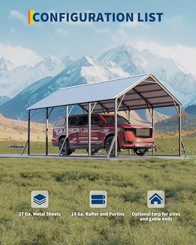 13x21x11 ft Vertical Roof Metal Carport Kit
