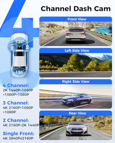 M660 4 Channel Dash Cam Front and Rear Inside