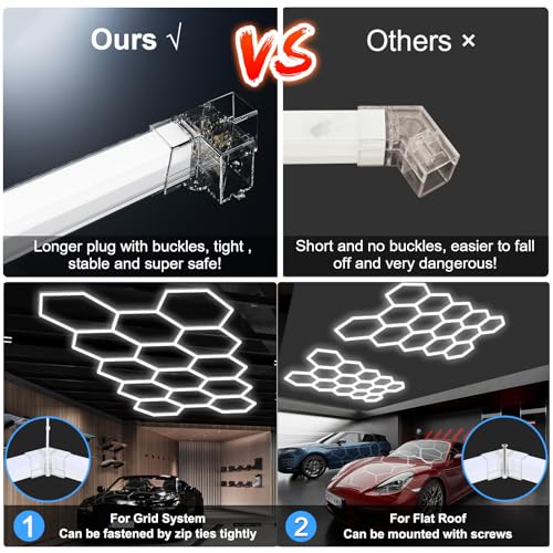 14 Hexagon LED Garage Light 6500K