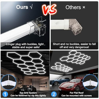 14 Hexagon LED Garage Light 6500K