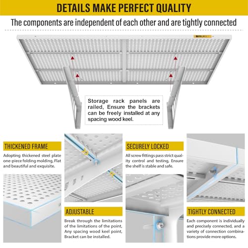 4Pack 2x3ft Adjustable Metal Garage Wall Shelving Heavy Duty Garage Storage Shelf Wall Mounted White (4 Count)
