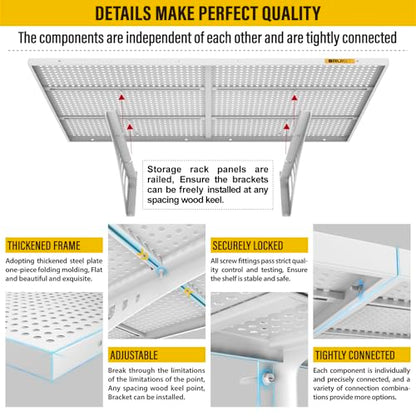 4Pack 2x3ft Adjustable Metal Garage Wall Shelving Heavy Duty Garage Storage Shelf Wall Mounted White (4 Count)