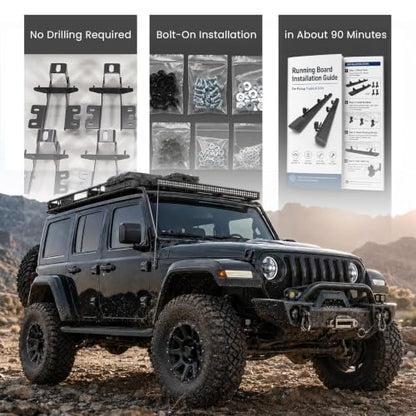7" Running Boards Compatible with Jeep Wrangler JL 4 Door 2018 (2 Count)