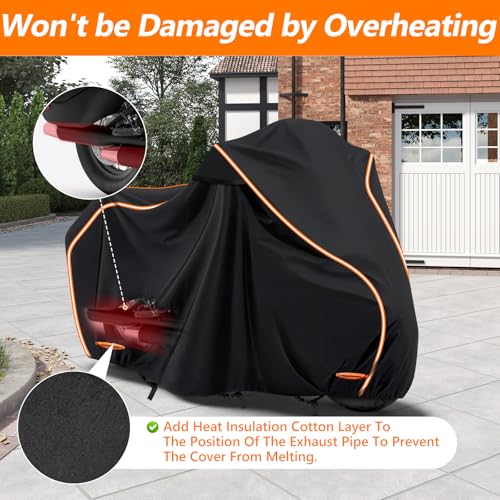 420D Cotton Lining Waterproof Motorcycle Cover for Harley Davidson Cruiser