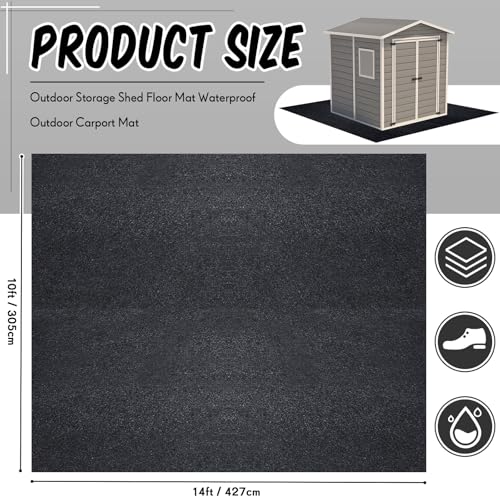 Shed Floor Mat 10 x 14 ft Outdoor Waterproof Nonslip Durable Storage Sheds Protector Rug for Carport Patio Garage Garden Spring Summer Outdoor