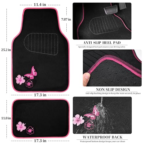 Embroidery Butterfly and Flower Car Floor Mats