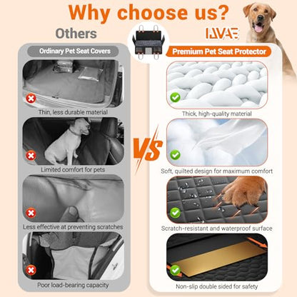 Hard Bottom Car Seat Cover for Dog swith Removable Soft Blankets