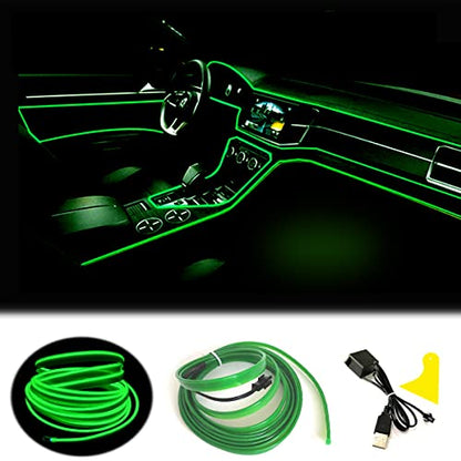 El Wire Green Interior Car LED Strip Lights