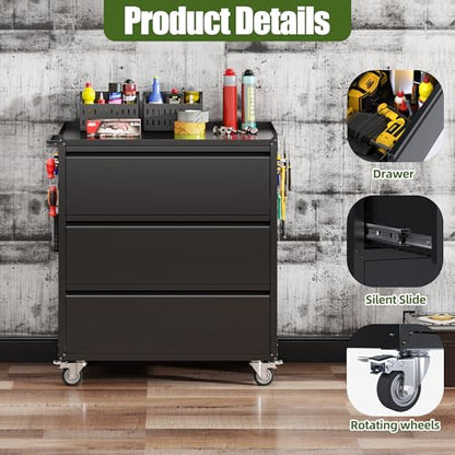 3 Drawer Rolling Tool Chest with Wheels