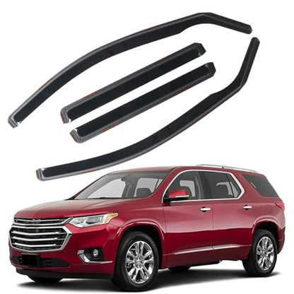 in Channel Rain Guards for Chevrolet Chevy Traverse 2018 2019 2020 2021 2022 2023 (4 Count)