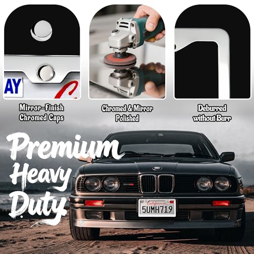 Premium Chrome License Plate Frames with 2 Anti