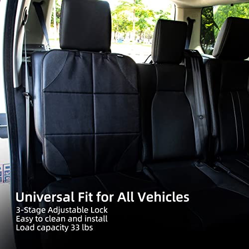 Car Seat Protector Durable Oxford Fabric and Faux Leather Seat Cover Protection Mat Universal Fit for Vehicles with Mesh Storage Pockets Pure Black Black 2 Pack (2 Count)