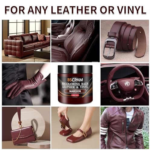 Maroon Leather Recoloring Balm with 100ml Mink Oil