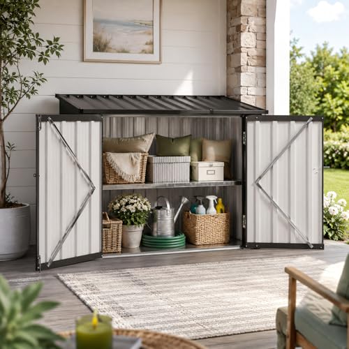 Outdoor Storage Cabinet 20Cu.Ft Metal Storage Shed with Floor&Shelf