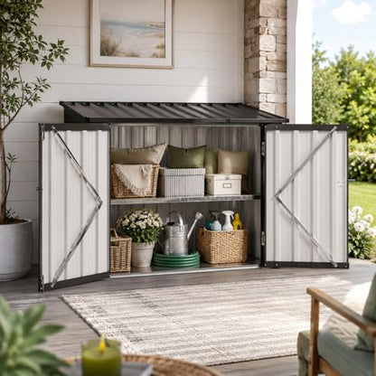 Outdoor Storage Cabinet 20Cu.Ft Metal Storage Shed with Floor&Shelf