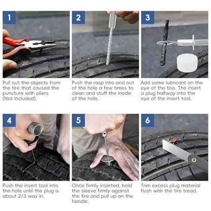 2 Pack Tire Plug Kit with Plugs 36 Pcs for Car