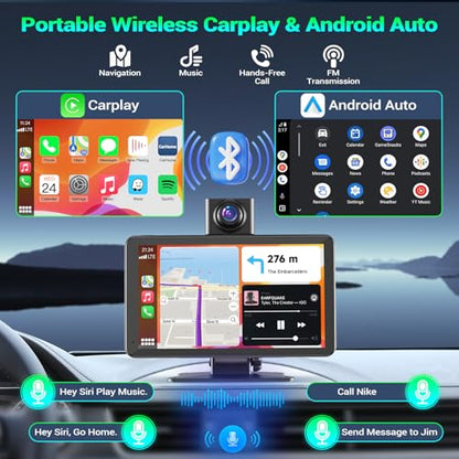7" Portable Car Screen with Dual Dash Cam