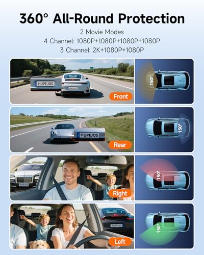 4 Channel Dash Cam Front and Rear Inside