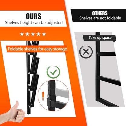6 Level Foldable Lumber Storage Rack Collapsible Wall Mount