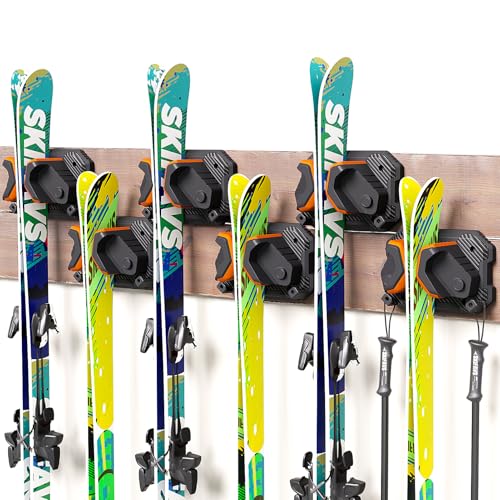 Ski & Snowboard Wall Rack for Garage Wall Fits Any Ski