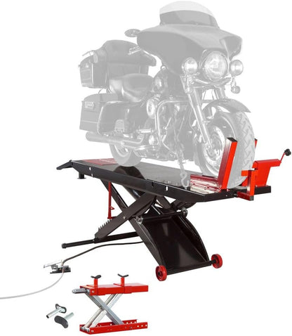 Black Widow BW-PROLIFT-HD Pneumatic ProLift Motorcycle Scissor Lift Table - 1,500 lb. Maximum Capacity and 31.25" Maximum Lift Height - Platform Measures 105" L x 24" W x 31.25" H