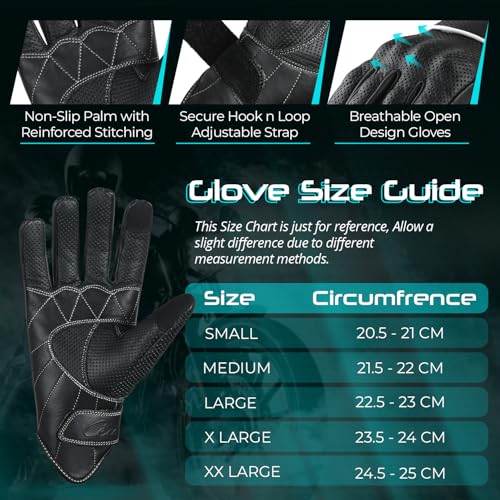 Motorcycle Gloves Men's Leather Motorbike Gloves Touchscreen Function