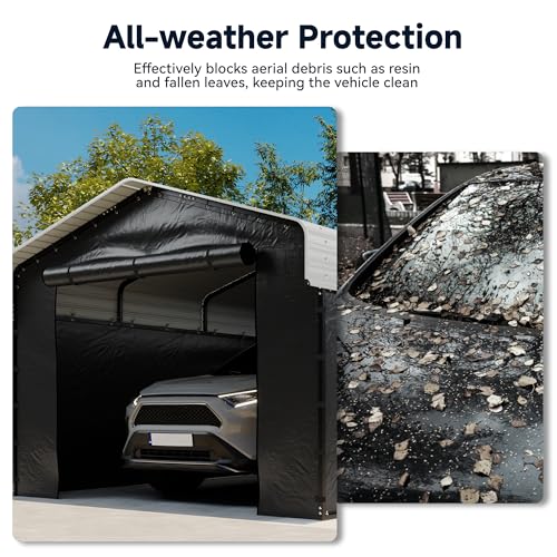 12x20 FT Heavy Duty Metal Carport with Removable Sidewall