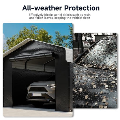 12x20 FT Heavy Duty Metal Carport with Removable Sidewall