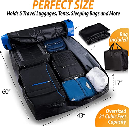Zone Tech 21 Cubic Feet Car Rooftop Cargo Bag Carrier Soft Shell Waterproof Protective Tear and Dust Resistant Includes 6 Hooks
