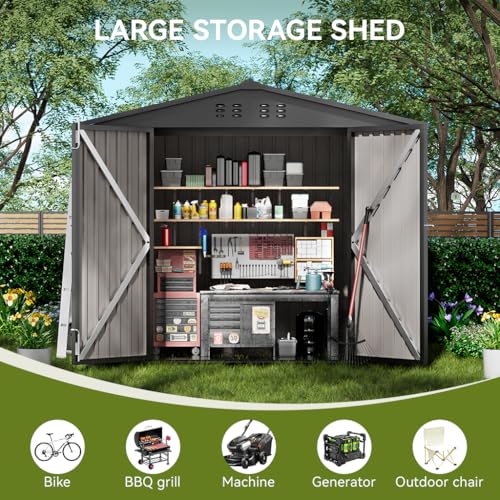 Outdoor Storage Shed Metal Garden Tool House Lockable