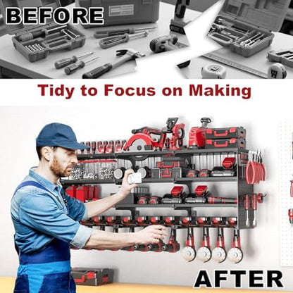 52" Metal Power Tool Organizer Wall Mount