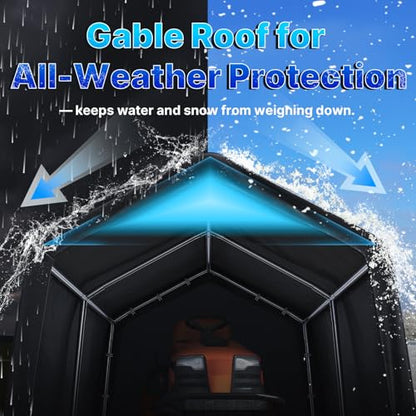 7x12 ft 2 Roll up Doors & Vents Outdoor Portable Storage Shelter Garage Tent Carport for Motorcycle ATV with Heavy Duty Metal Frame and Anti
