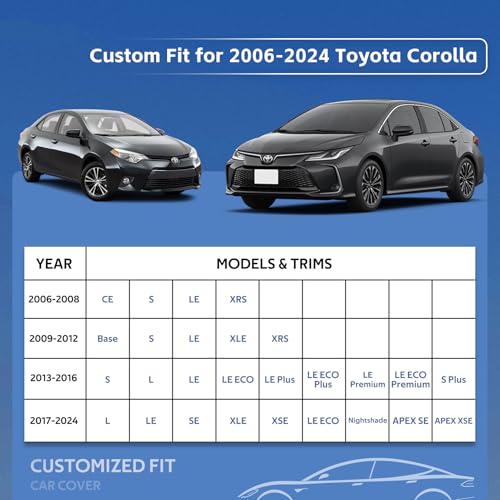 10 Layers Car Cover Custom Fit for Toyota Corolla Sedan