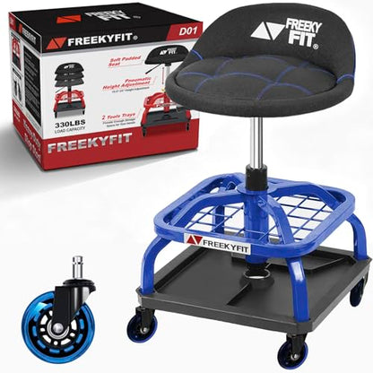Rolling Stool with Blue Wheels