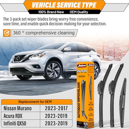 Windshield Wiper Blade Replacement for Nissan Murano Infiniti QX50