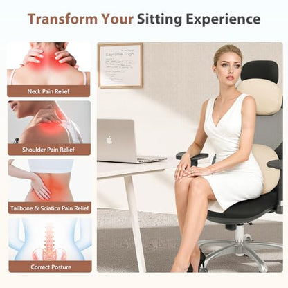 Car Headrest and Lumbar Support Pillow for Car Office Chair