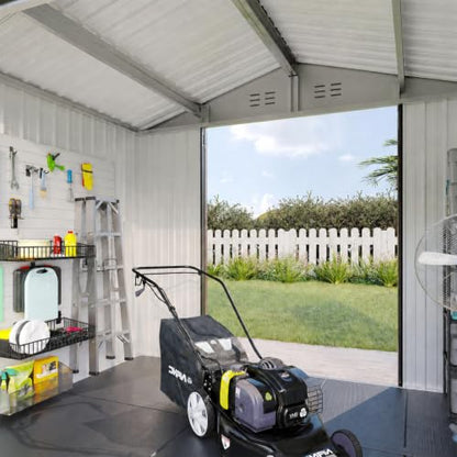 7'x6' Shed with Floor Galvanized Steel Outdoor Storage Shed Black