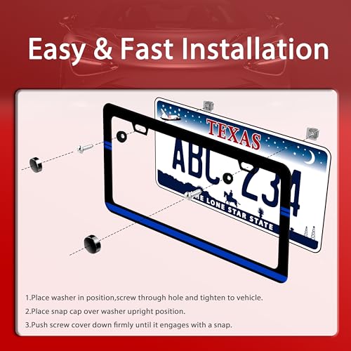 Thin Blue Line Stainless Steel License Plate Frame for US Cars Decor
