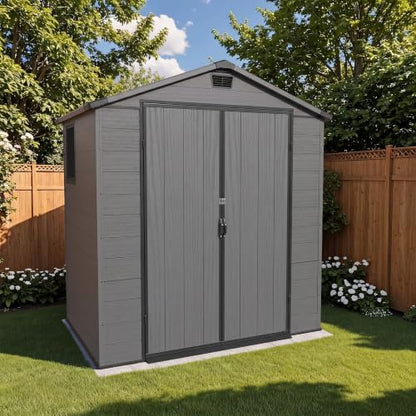 6X4 FT Plastic Outdoor Storage Shed with Floor