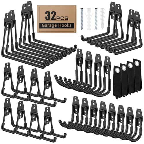 32 Pack Heavy Duty Wall Mount Garage Hooks