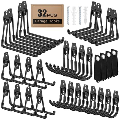 32 Pack Heavy Duty Wall Mount Garage Hooks