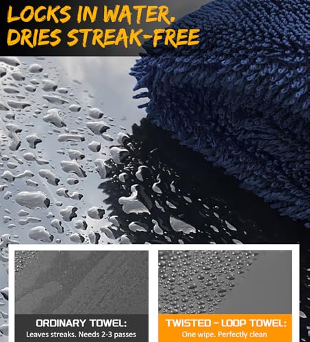 2-Pack Long-Reach Pro Drying Towels, 48"x32" Extra Large, Blue (2 Count)