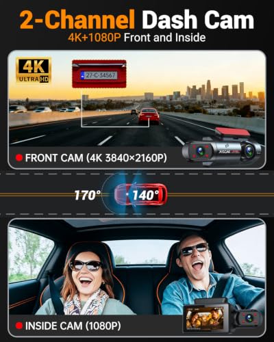 4K Dual Dash Cam with WiFi GPS